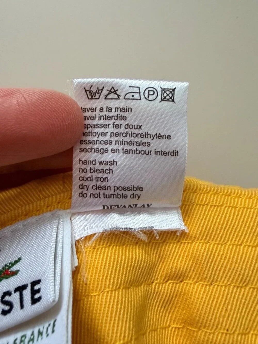 Lacoste Yellow Adjustable Strapback Hat With Green 